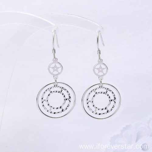 Jewelry Boho Large White CZ 925 Silver Earrings